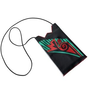 Leather Hidden Pouch Crossbody Bag Painted Abstract Design Snap Closure OOAK